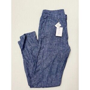 Porter & Ash Linen Blend Pants 30 Blue Flat Front Straight Fit Beach Lightweight